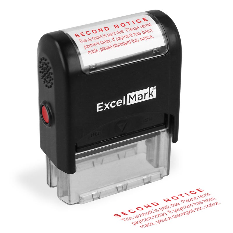 ExcelMark Second Notice Past Due - Self Inking Bill Collection Stamp in Red Ink - Image 1